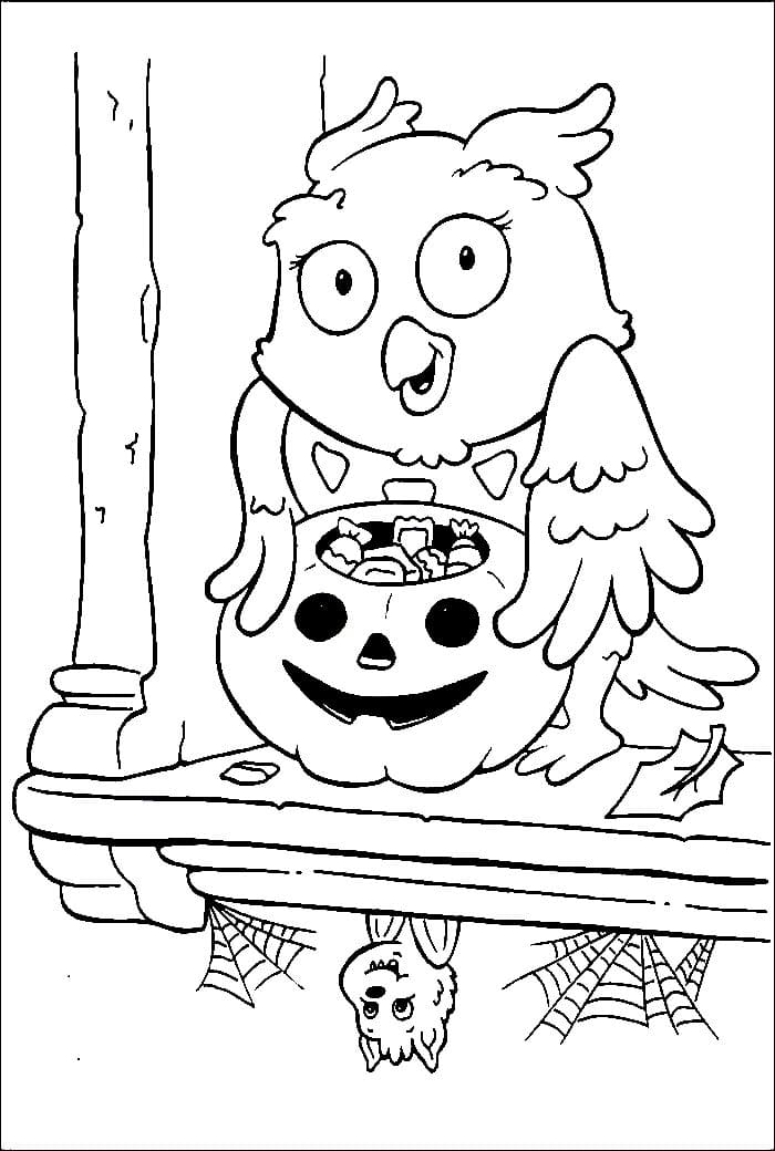 Desenho deCoruja no Halloween para colorir