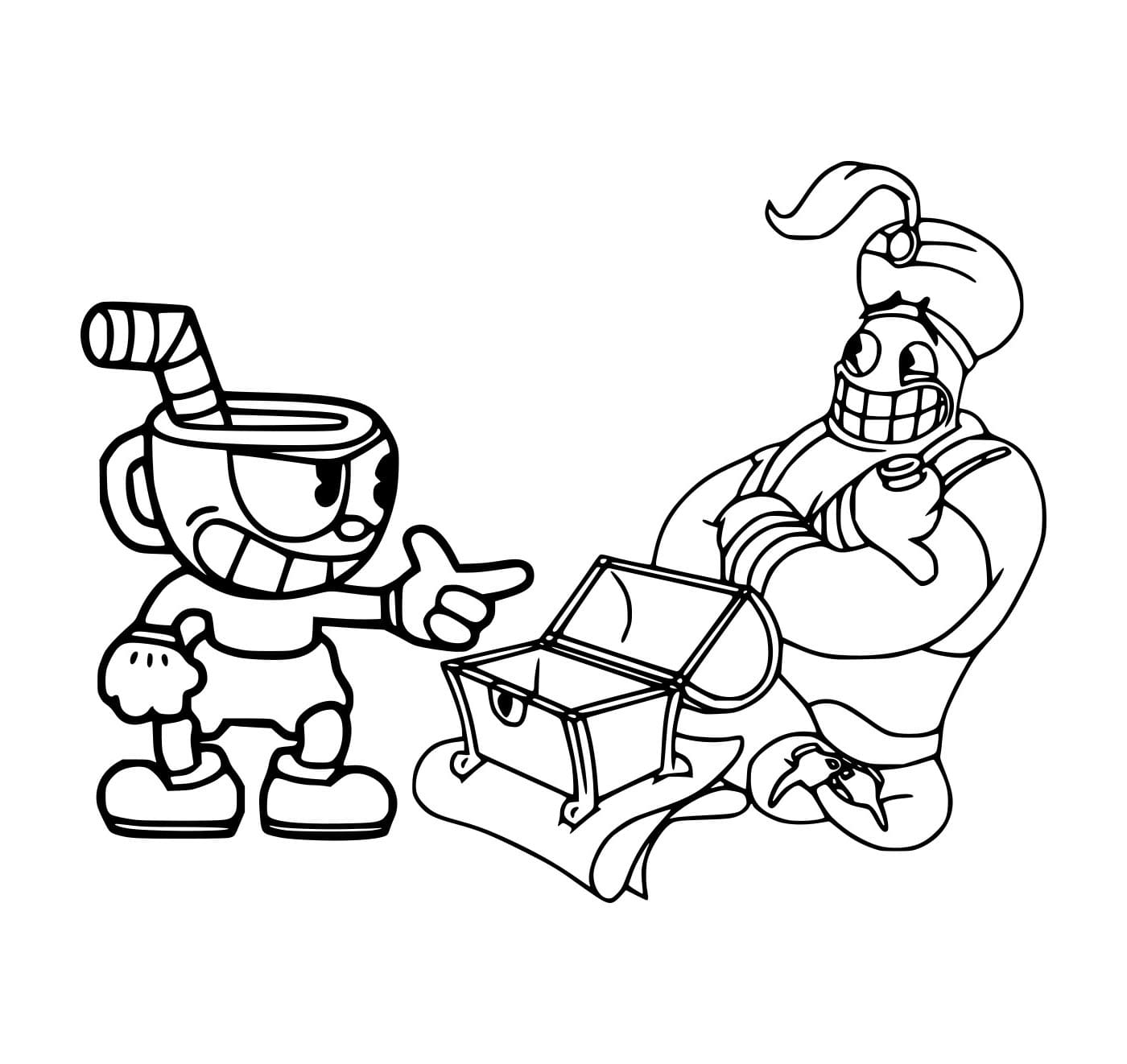 Desenho deCuphead E Djimmi para colorir