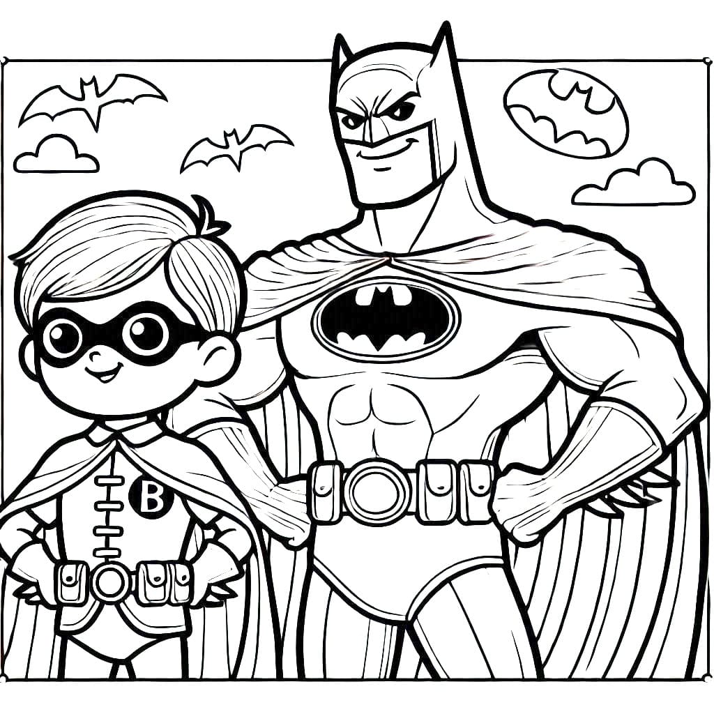 Desenho deDC Batman e Robin para colorir