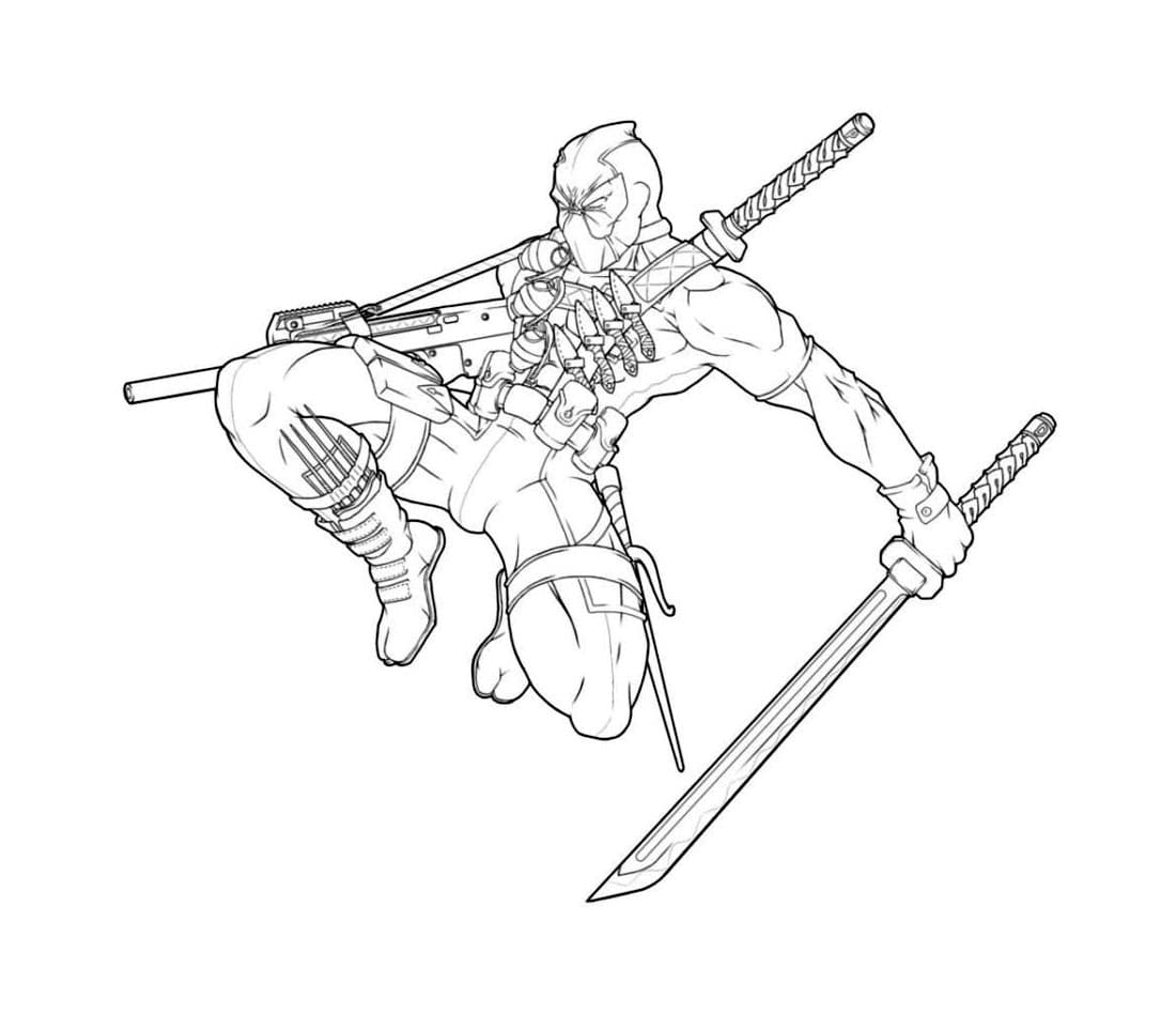 Desenho deDeadpool Chegando para colorir