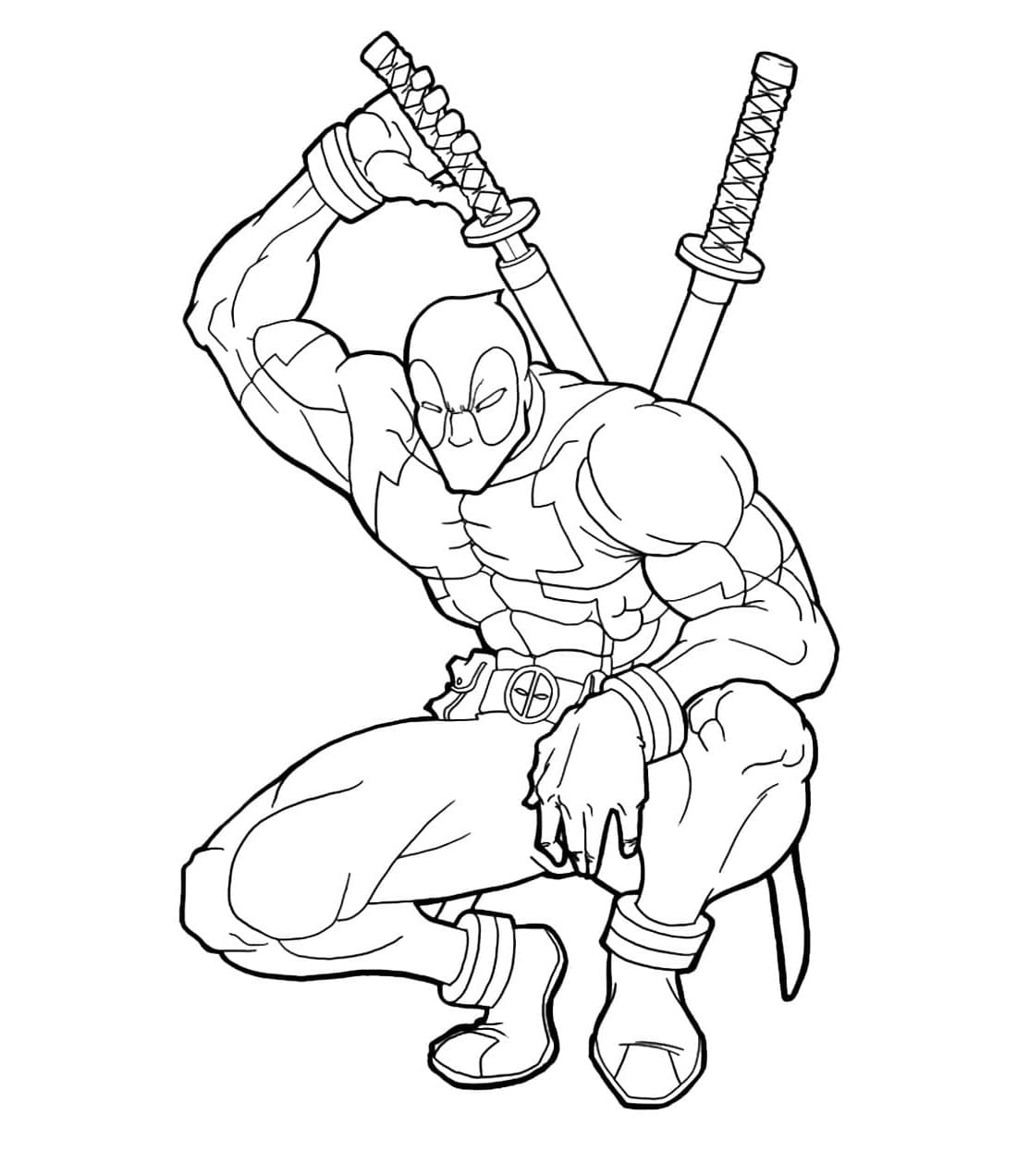 Desenho deDeadpool Desembainha Sua Espada para colorir