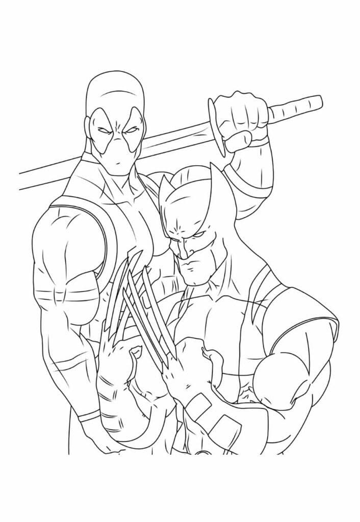 Desenho deDeadpool e Wolverine 1 para colorir