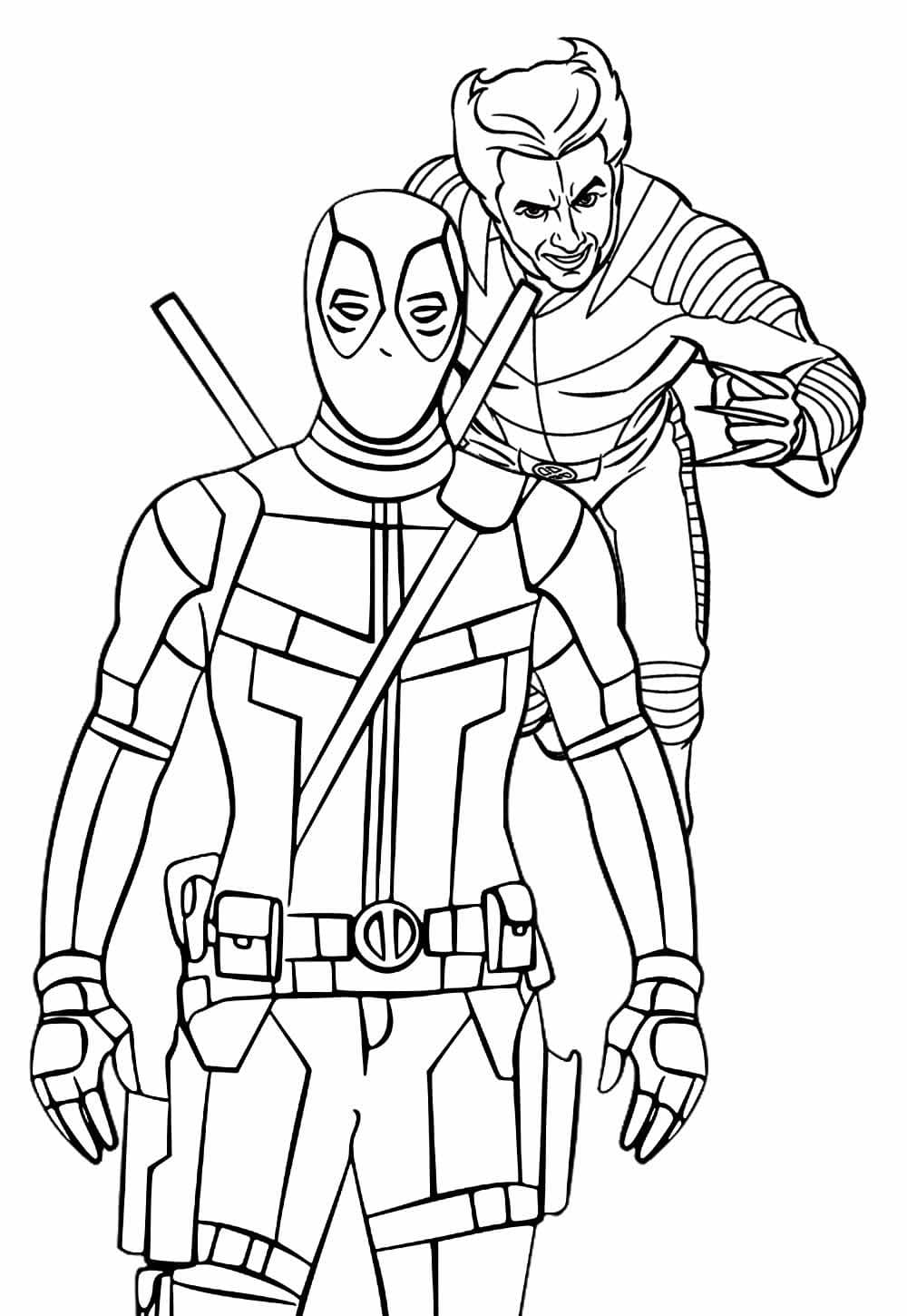 Desenho deDeadpool e Wolverine Imprimível para colorir