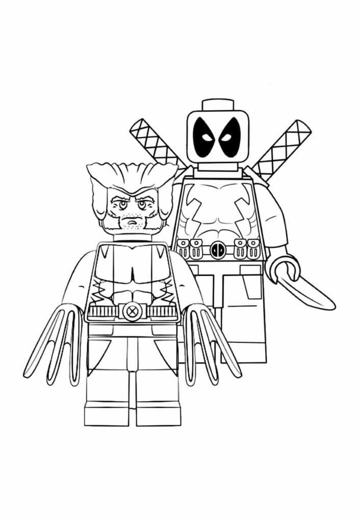 Desenho deDeadpool e Wolverine Lego para colorir