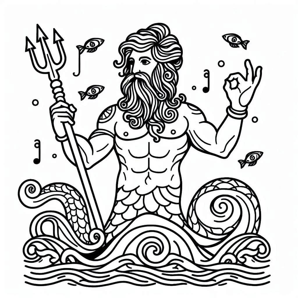 Desenho deDeus Grego Poseidon para colorir