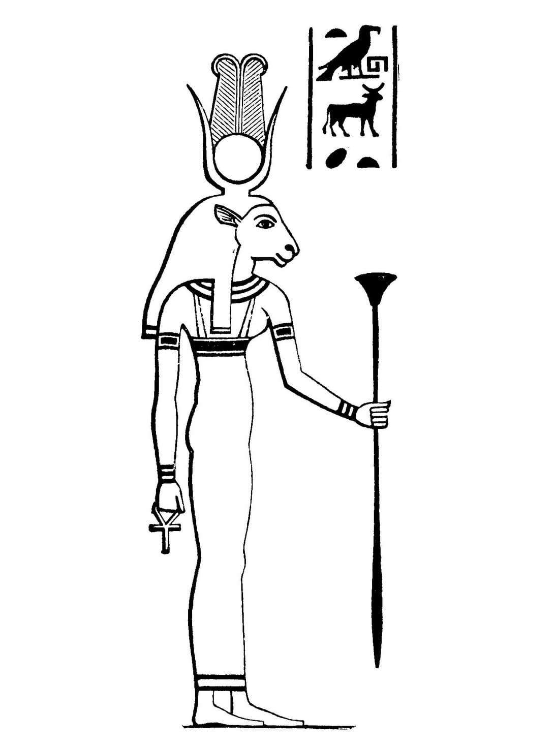 Desenho deDeusa Egípcio Hathor para colorir