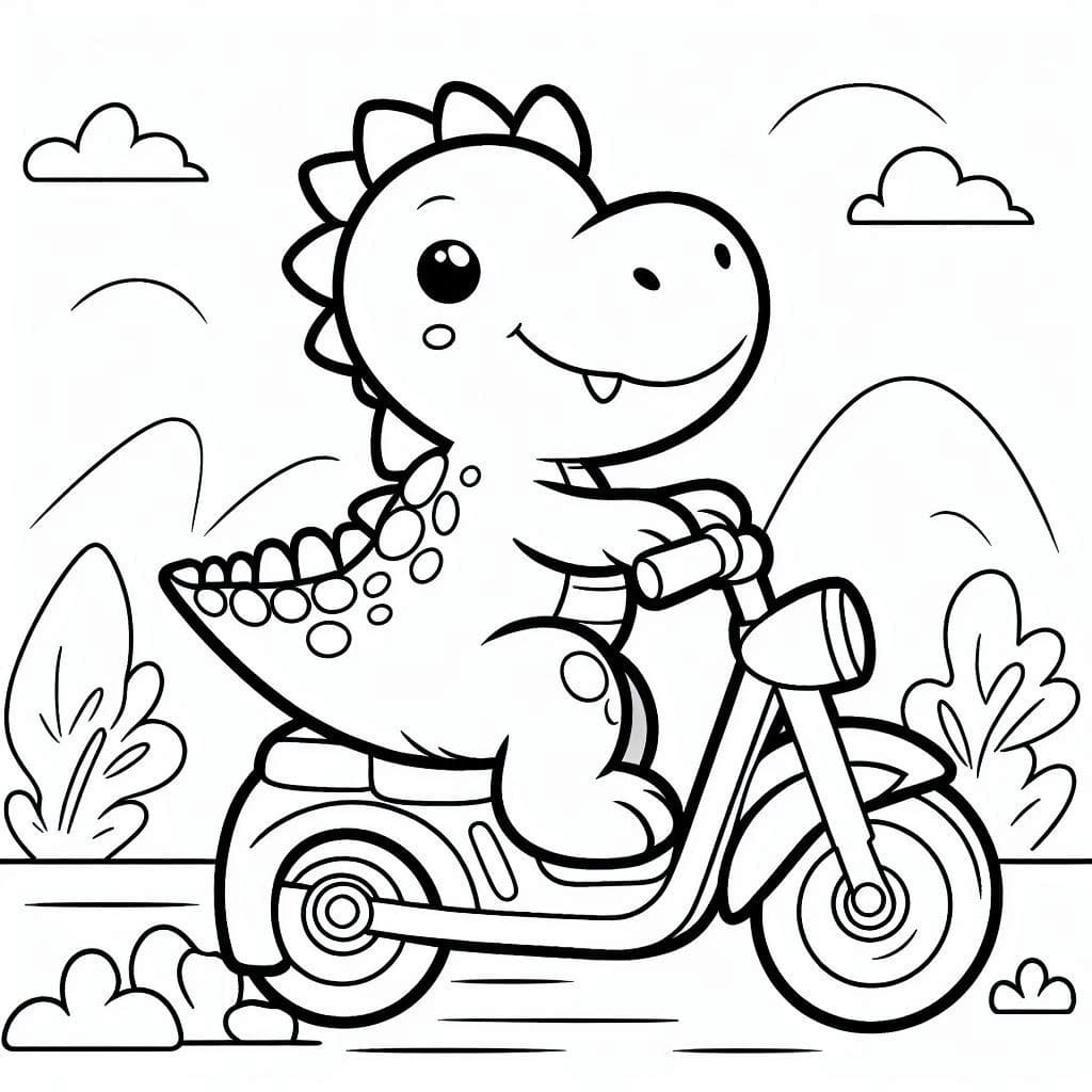 Desenho deDinossauro Anda de Moto para colorir