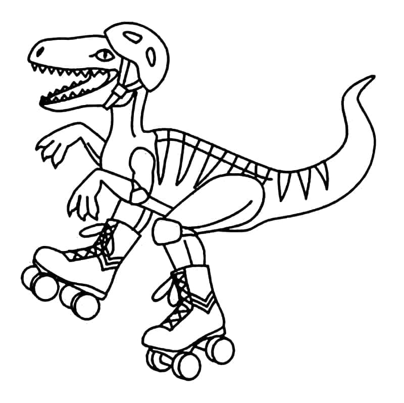 Desenho deDinossauro em Patins para colorir