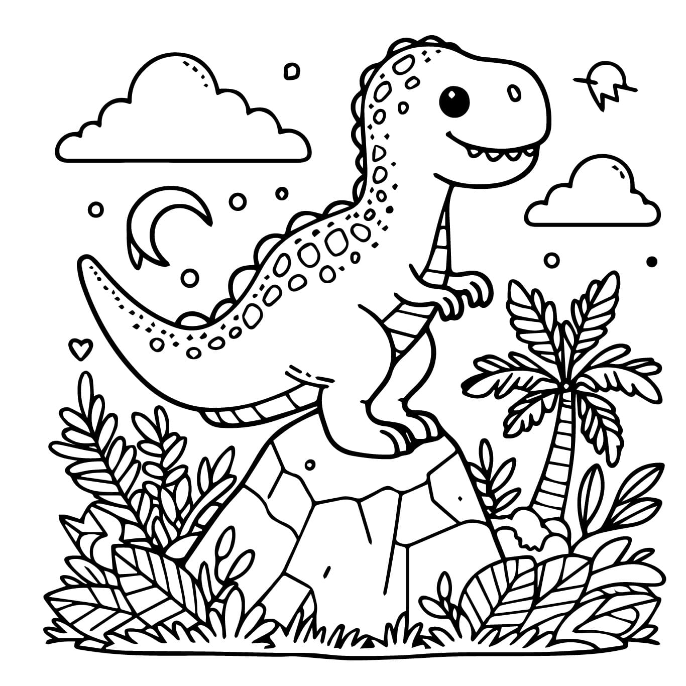 Desenho deDinossauro em uma Rocha para colorir