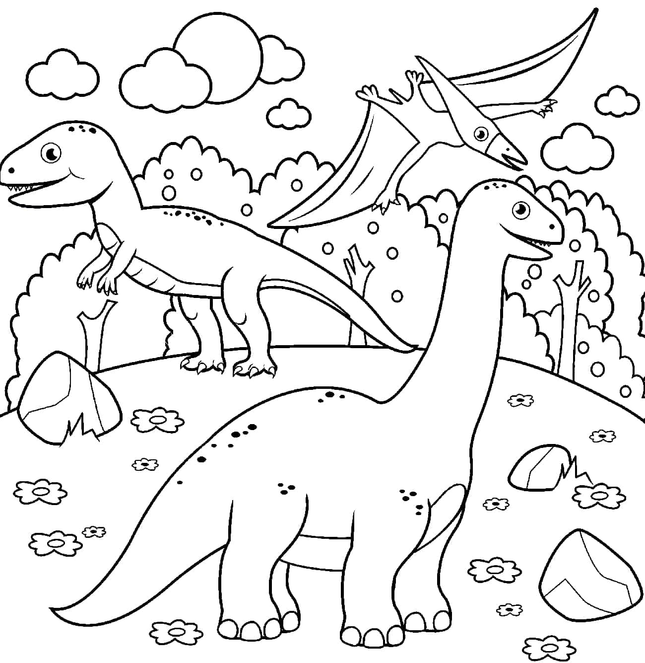 Desenho deDinossauros Felizes para colorir