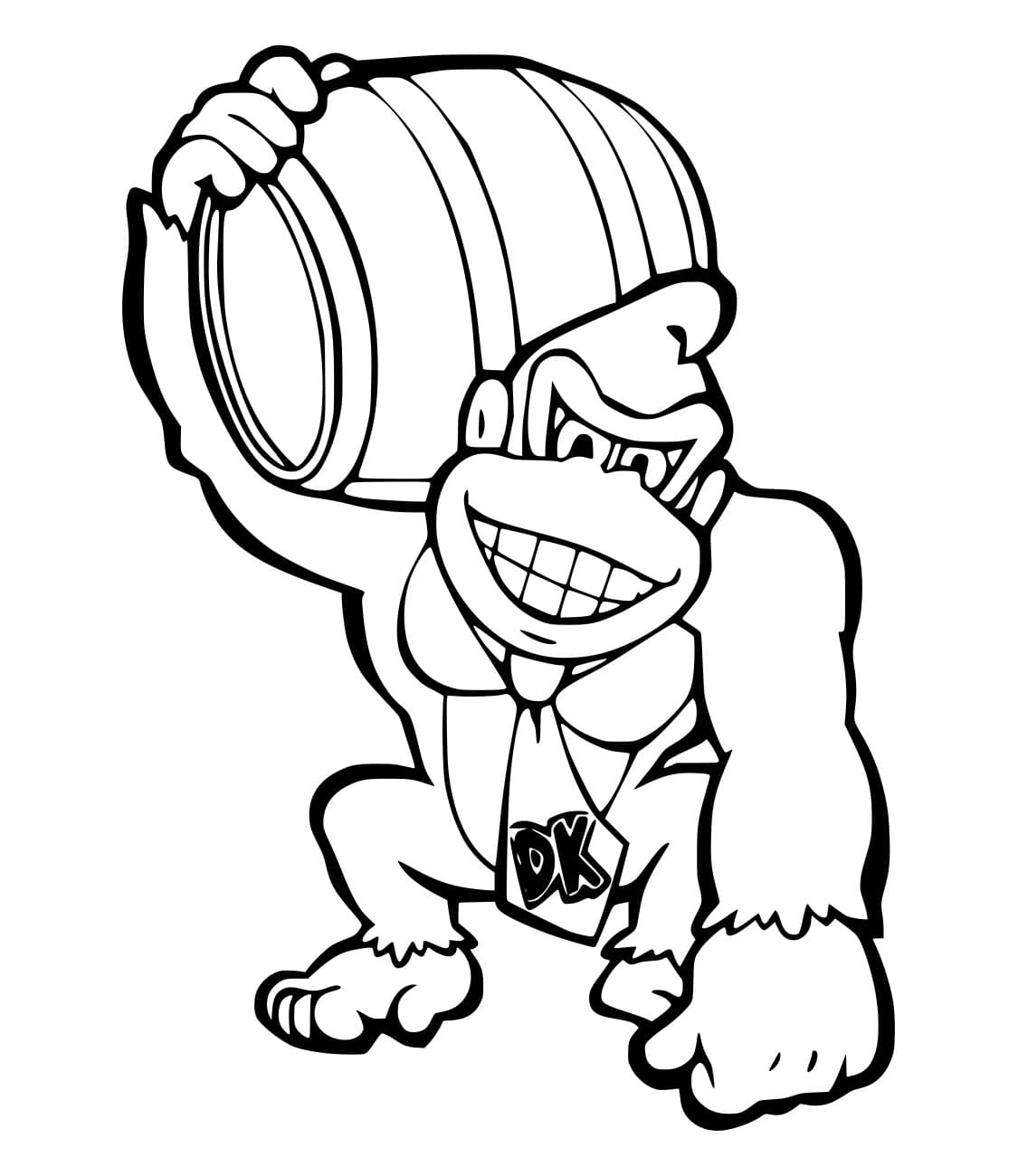 Desenho deDonkey Kong Segura O Barril para colorir