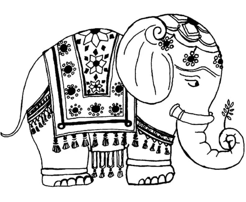 Desenho deElefante Indiano para colorir