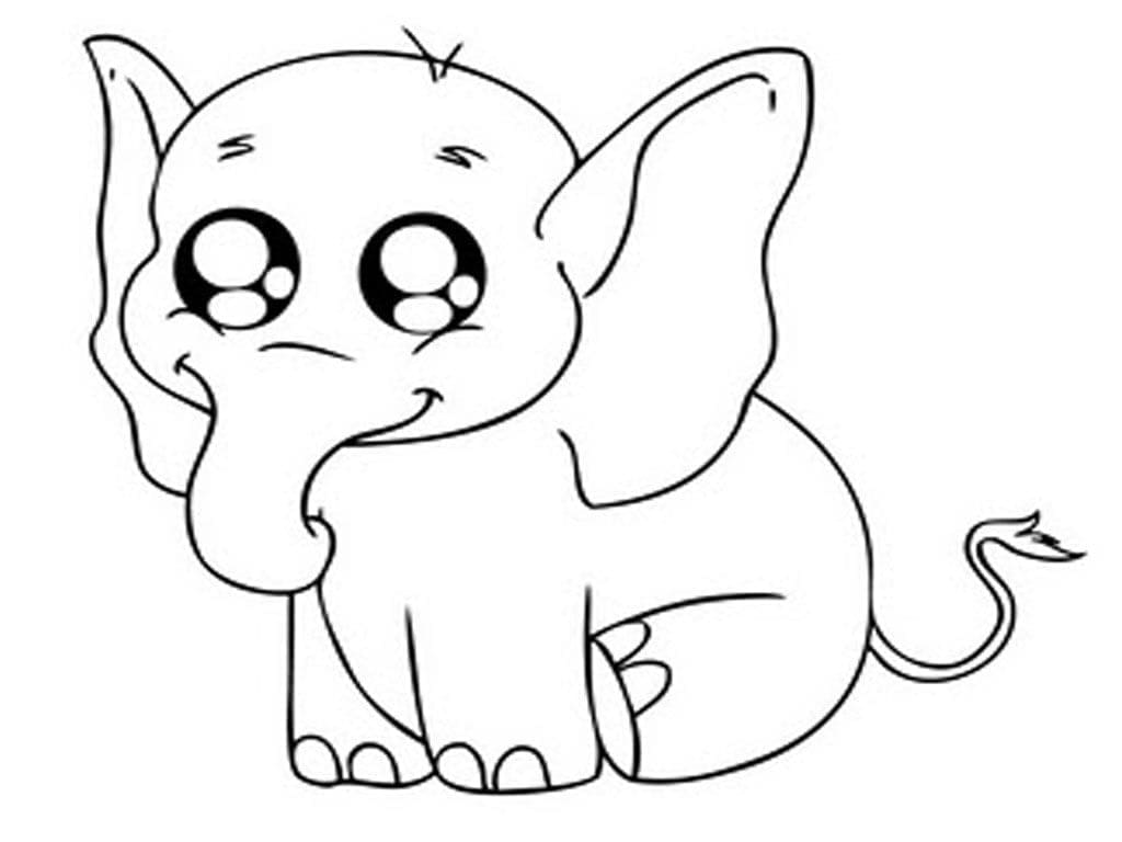 Desenho deElefante Kawaii para colorir