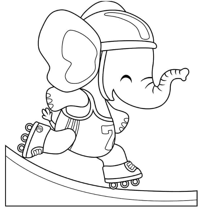 Desenho deElefante Patinador para colorir