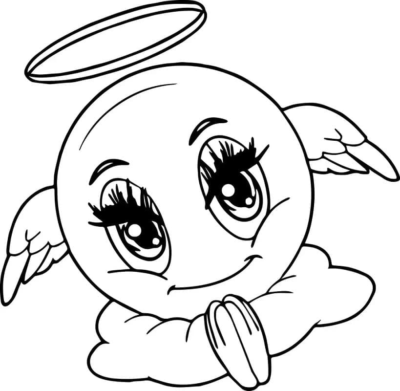 Desenho de Emoji de Anjo para colorir