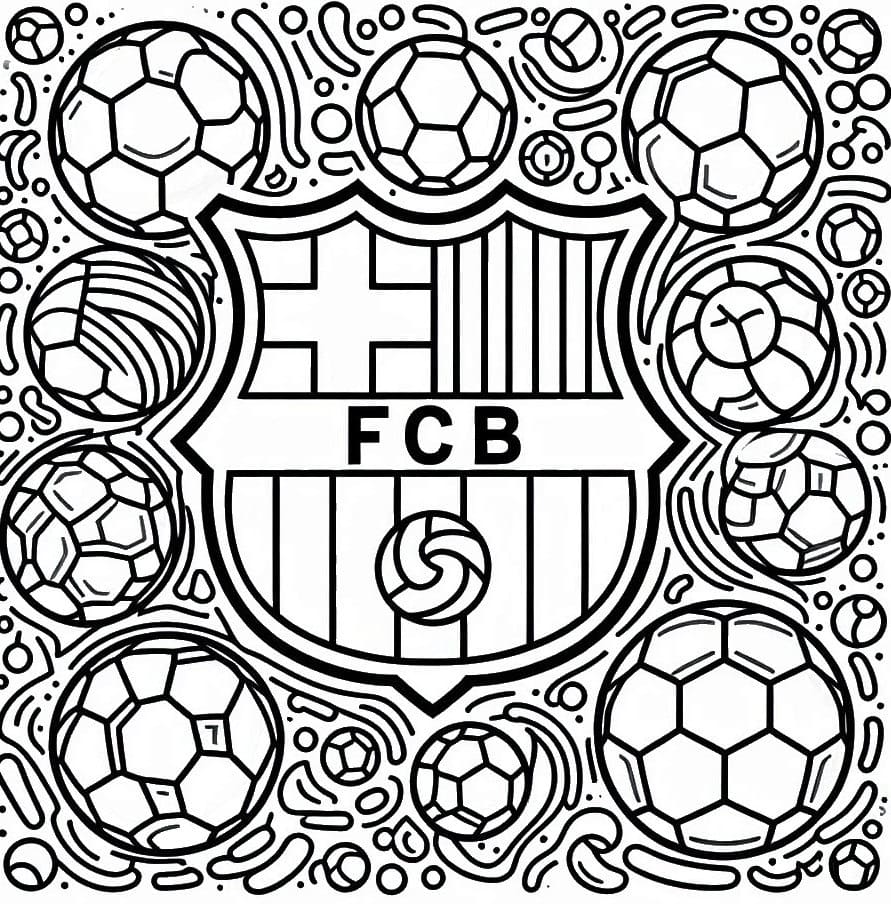 Desenho deEscudo do Barcelona Imprimível Para Crianças para colorir