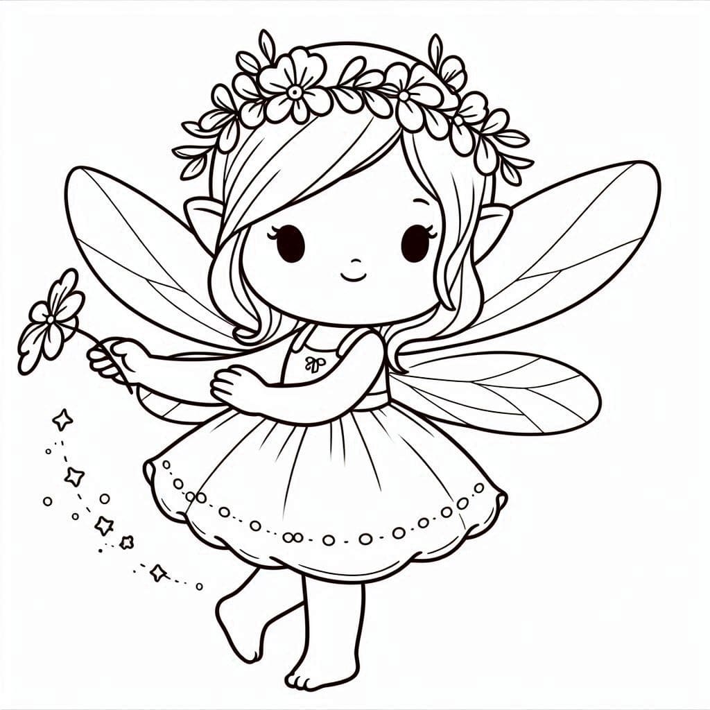 Desenho deFadinha com Flor para colorir