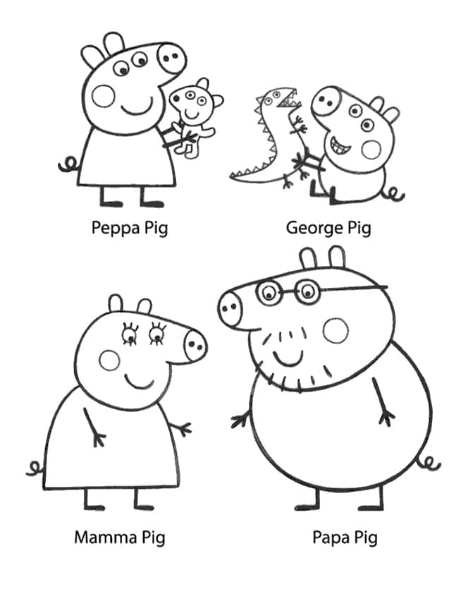 Desenho de Família da Peppa Pig para colorir