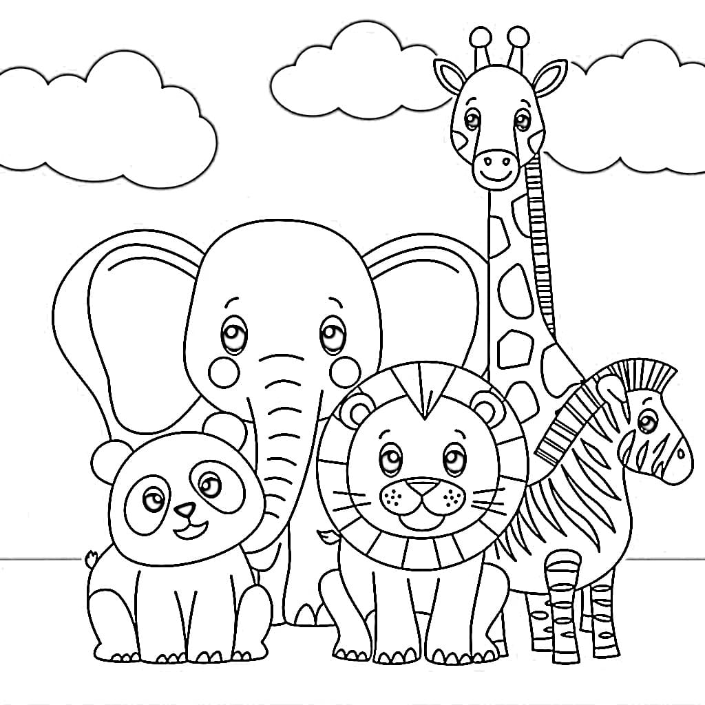 Desenho deFeliz Animais Fofos para colorir