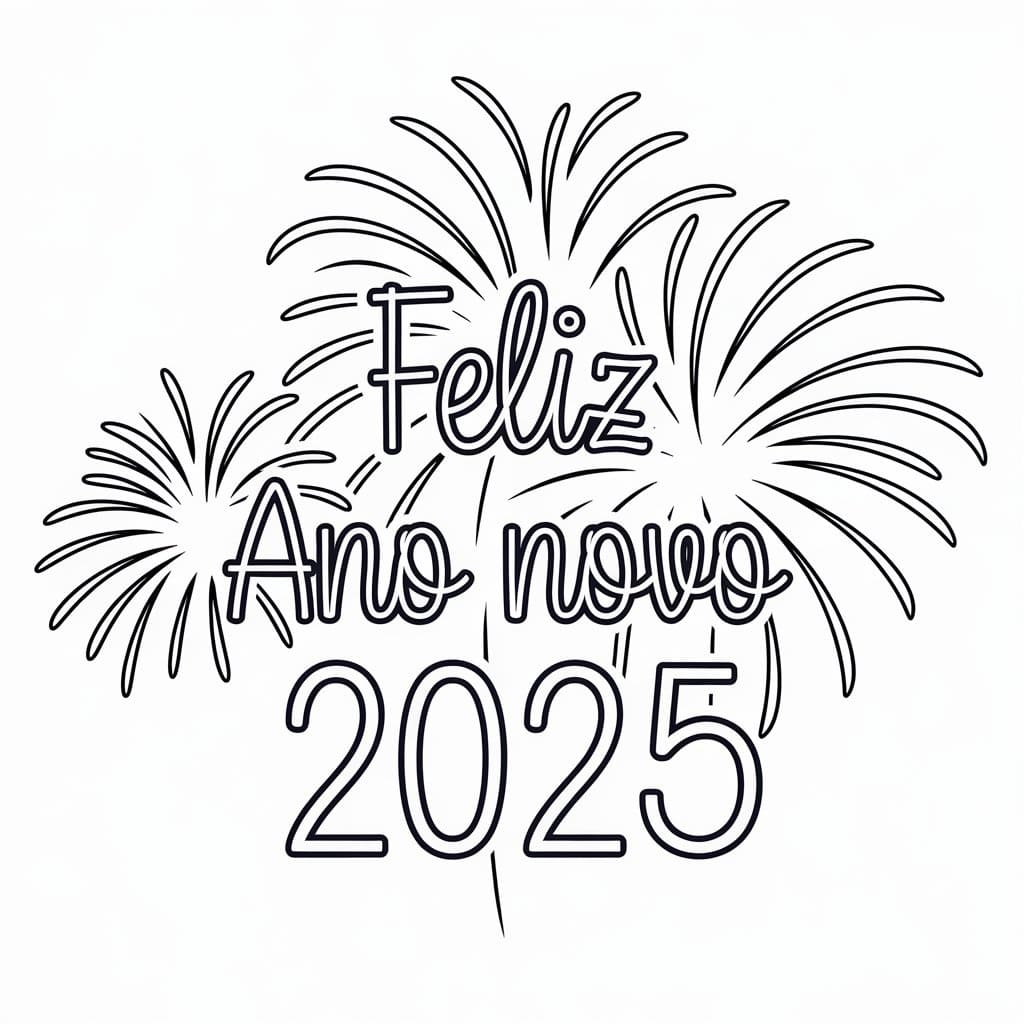 Desenho deFeliz Ano Novo 2025 Para Crianças de 5 Ano para colorir