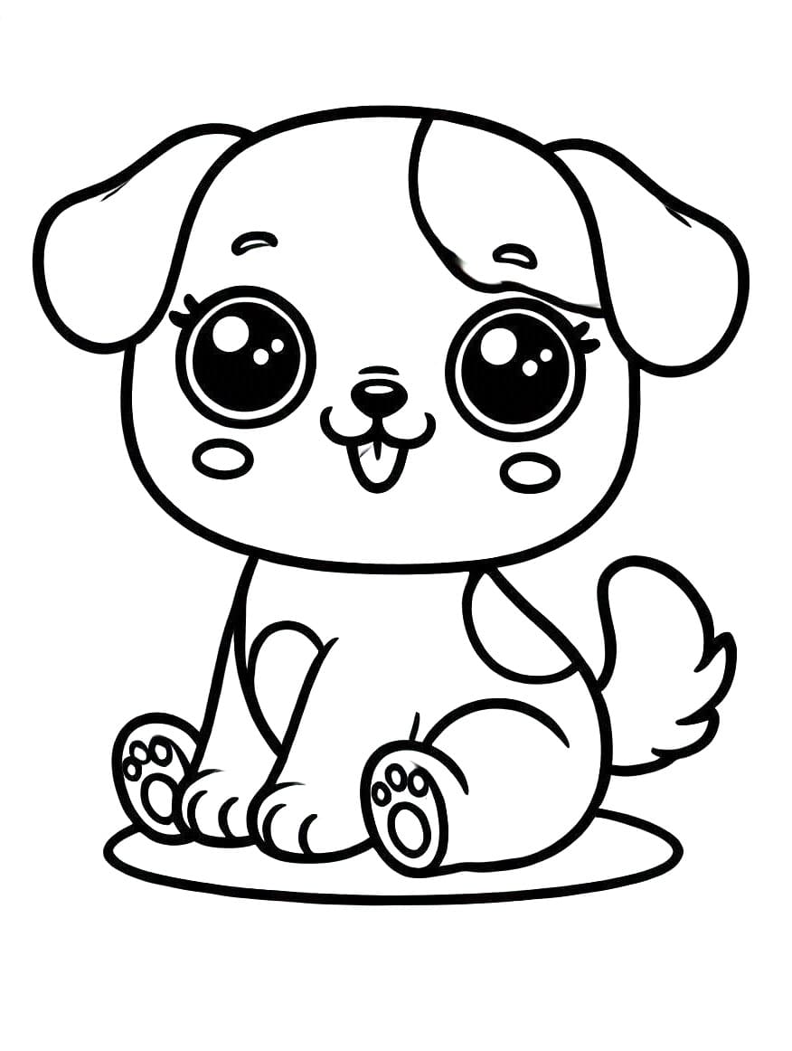 Desenho deFeliz Cachorro Kawaii para colorir