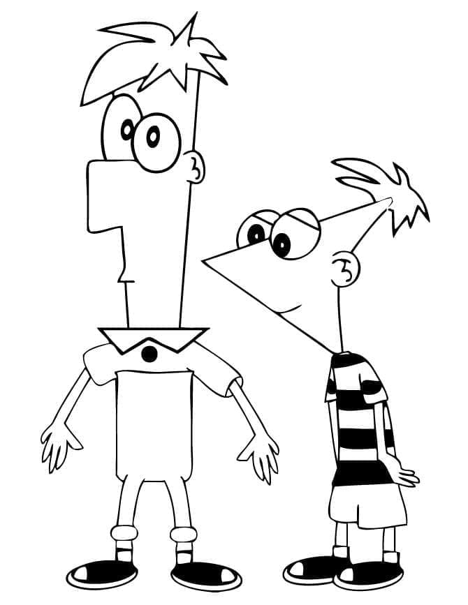 Desenho deFerb e Phineas para colorir