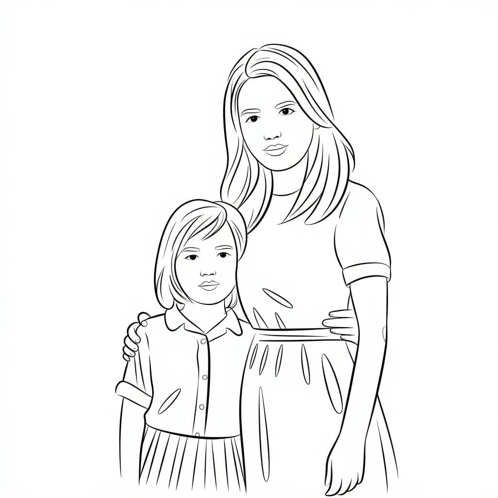 Desenho deFilha e Mãe para colorir