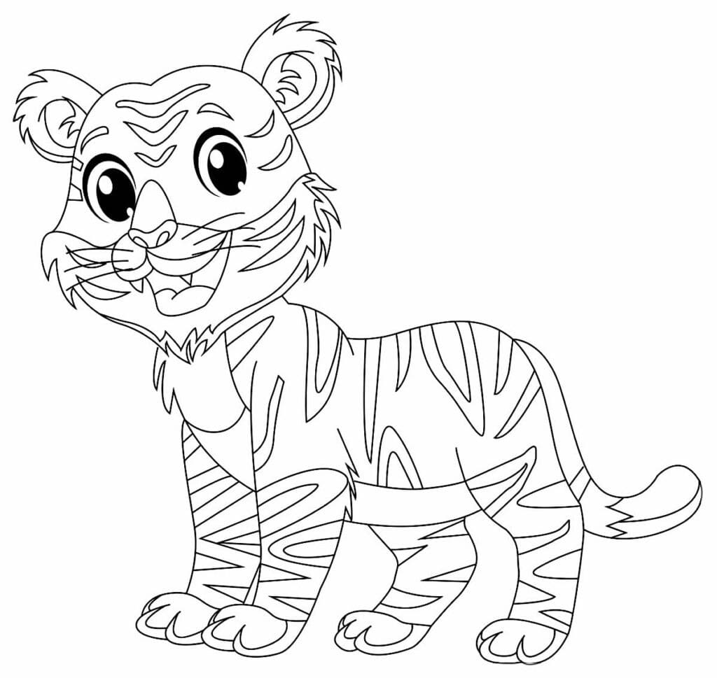 Desenho deFilhote de Tigre Alegre para colorir