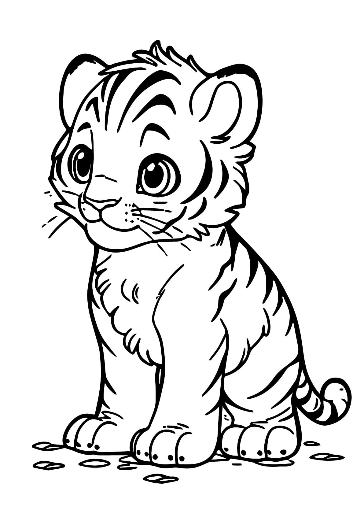 Desenho deFilhote de Tigre Amigável para colorir