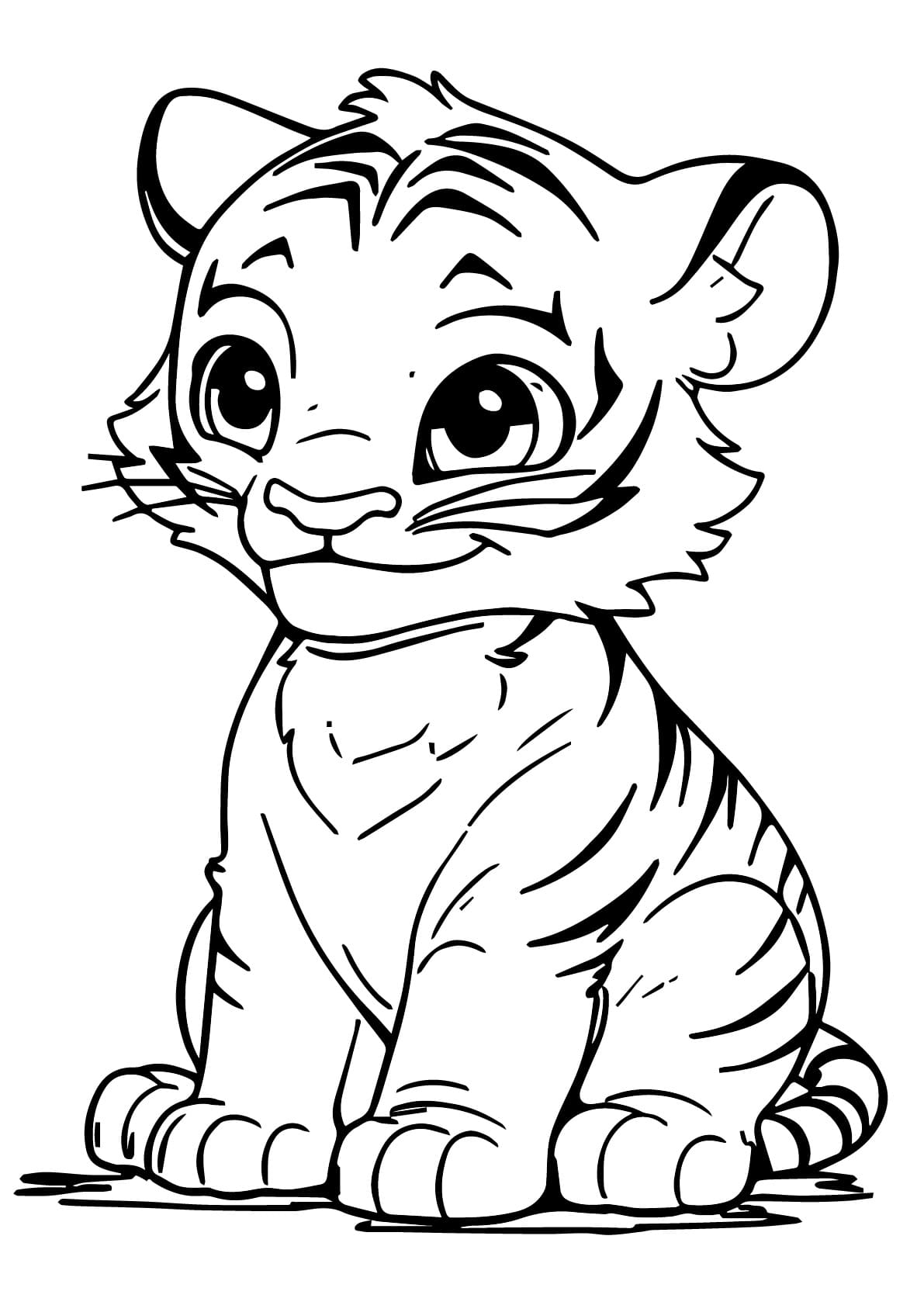 Desenho deFilhote de Tigre Animado para colorir