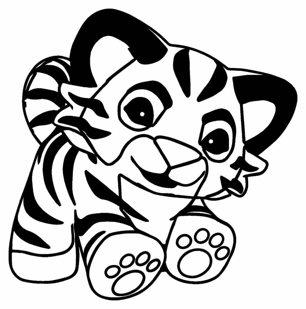 Desenho deFilhote de Tigre Grátis Para Crianças para colorir