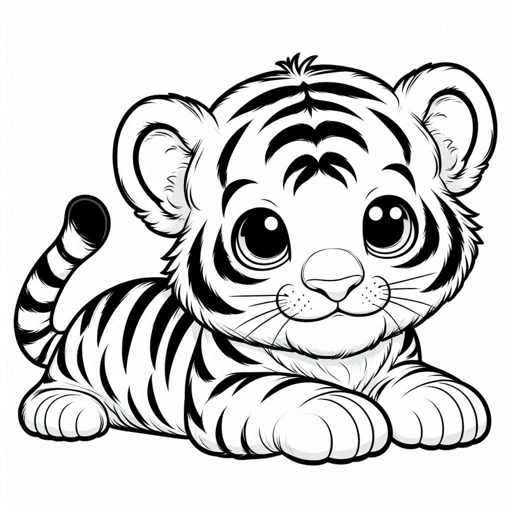 Desenho deFilhote de Tigre Imprimível Para Crianças para colorir