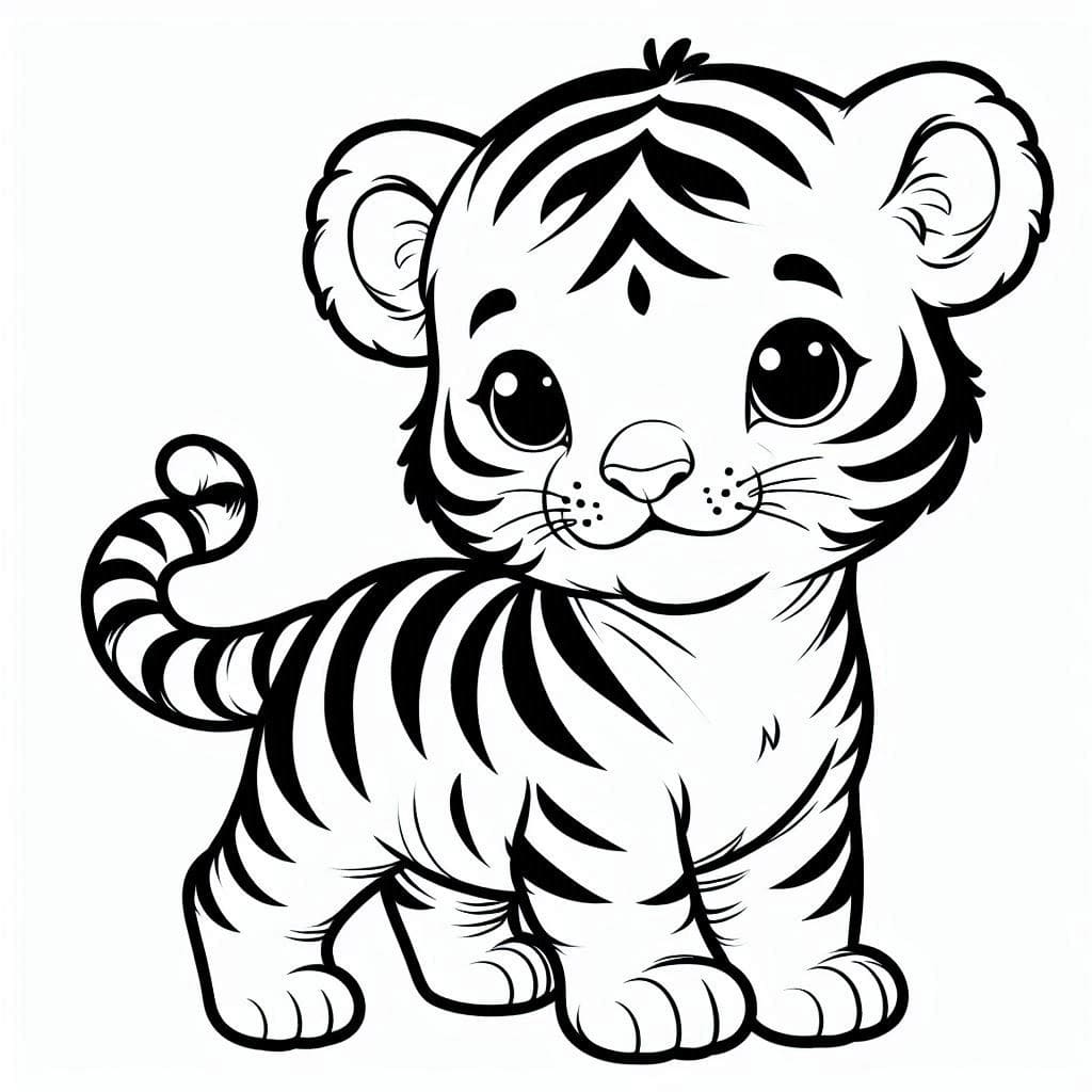 Desenho deFilhote de Tigre Muito Fofo para colorir