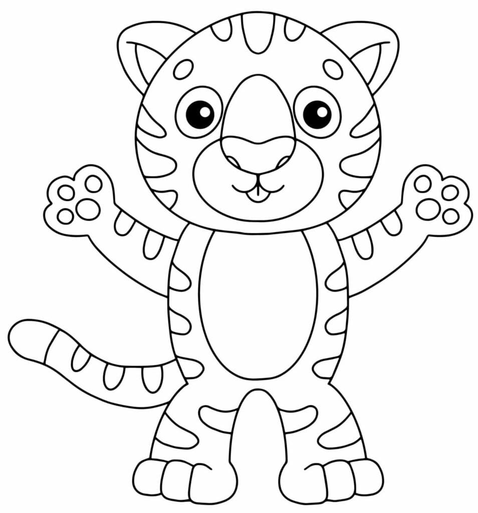 Desenho deFilhote de Tigre Para Crianças para colorir