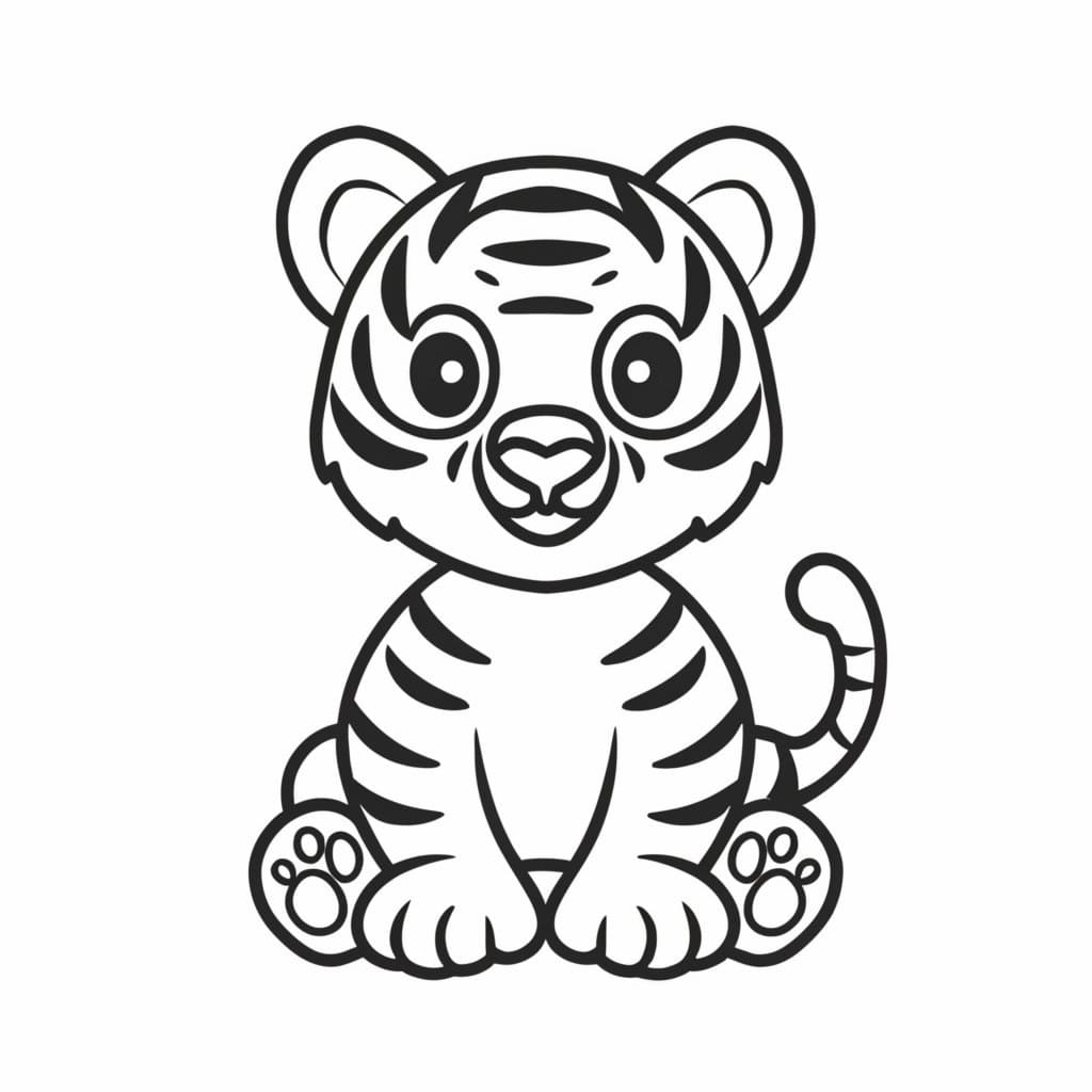 Desenho deFilhote de Tigre Sentado para colorir