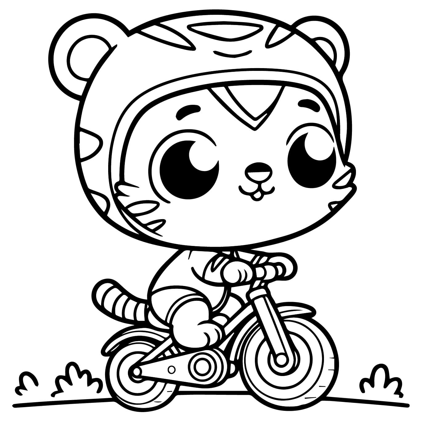 Desenho deFilhote de Tigre em Uma Bicicleta para colorir