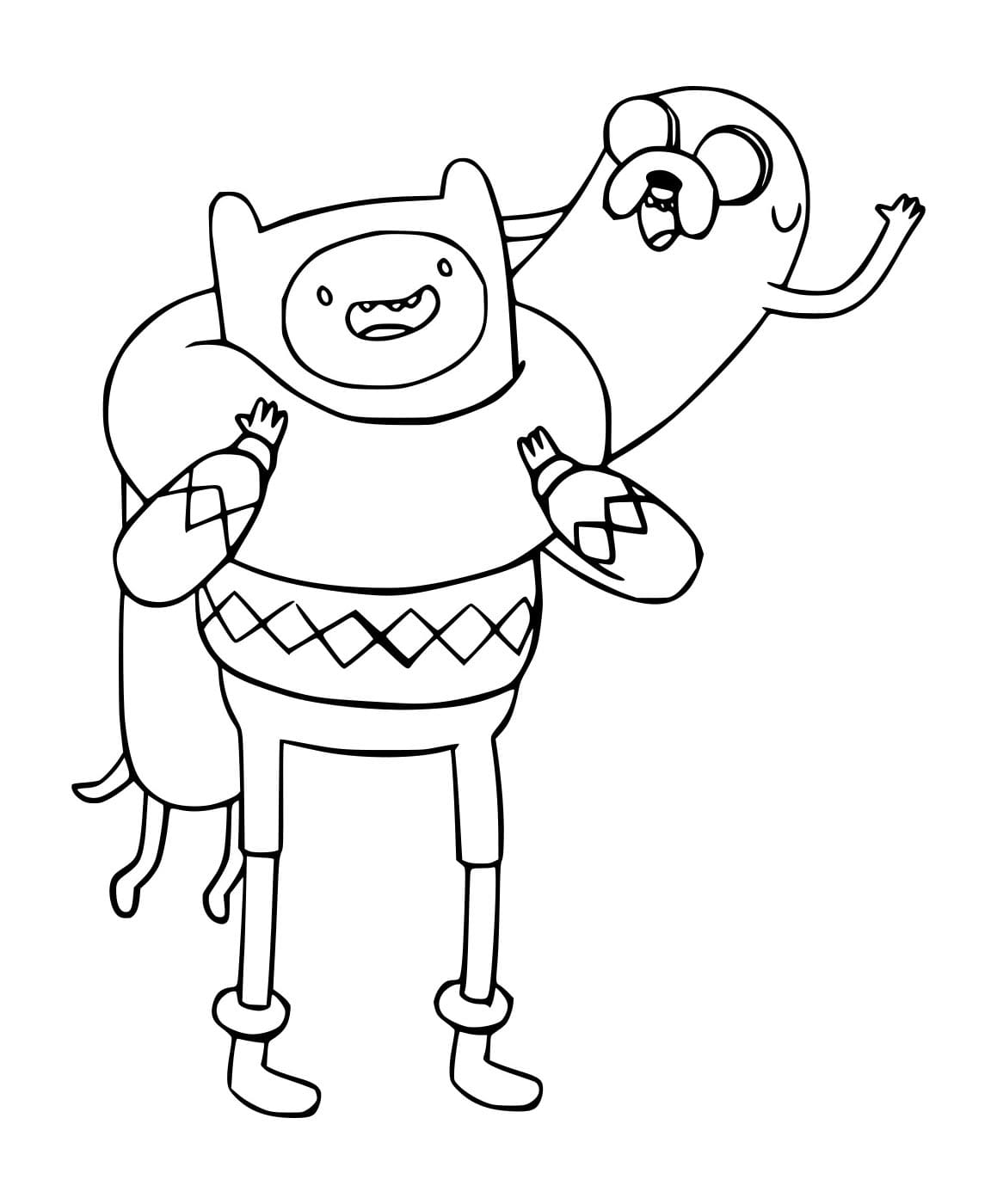 Desenho de Finn Carregando Jake para colorir