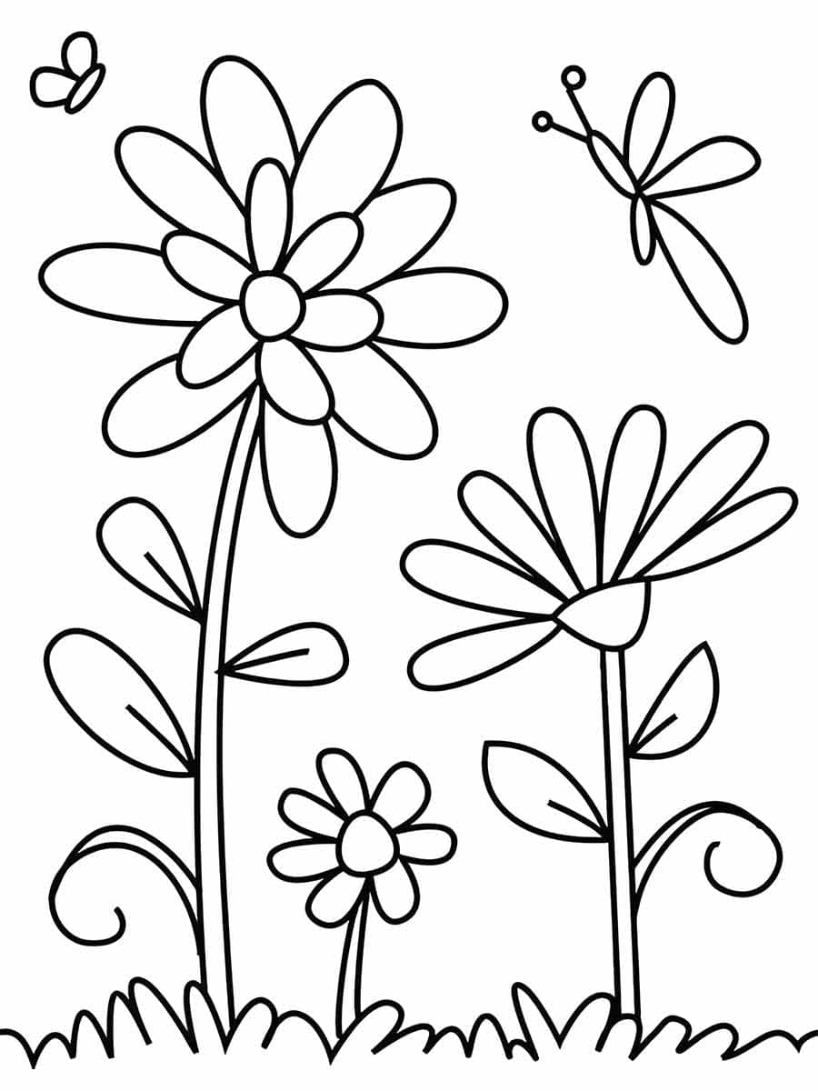 Desenho deFlores Básicas para colorir