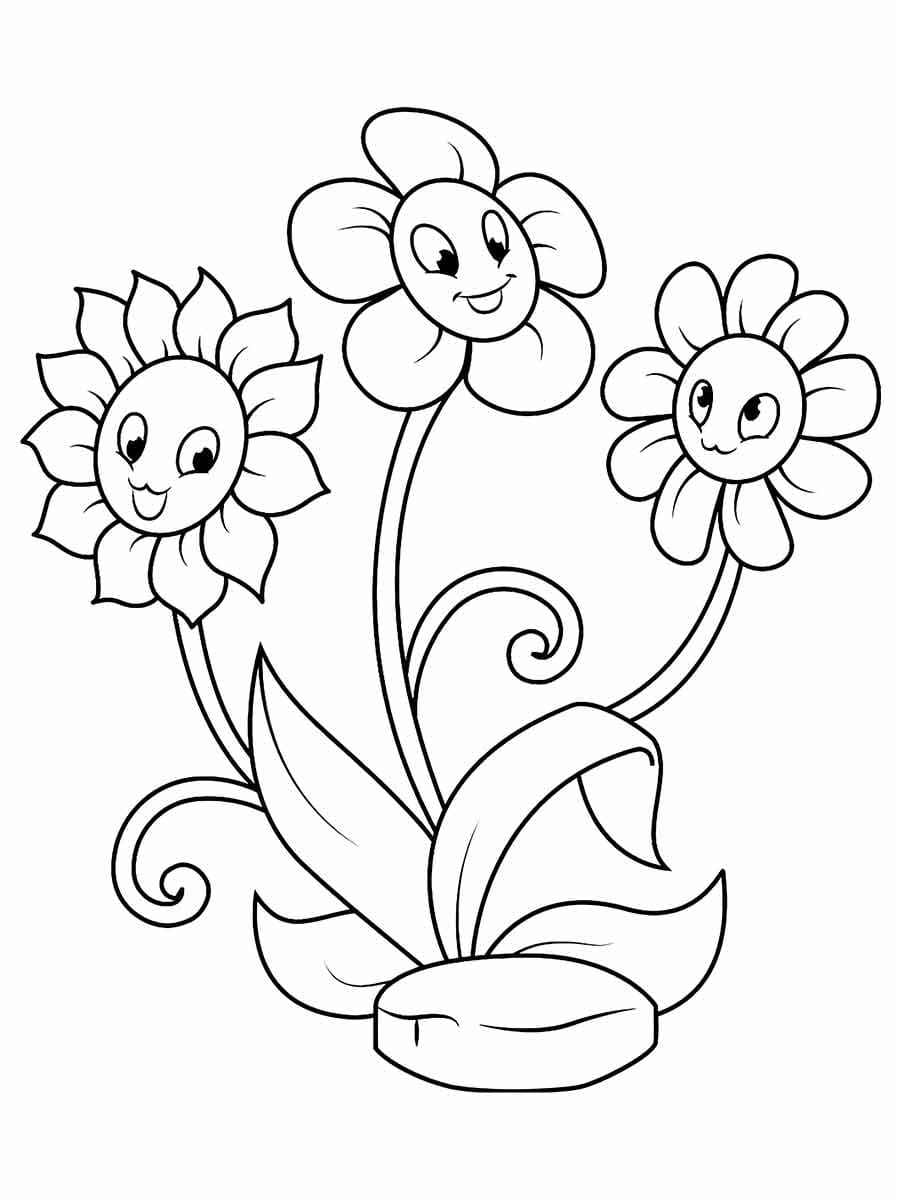 Desenho deFlores Fofas para colorir