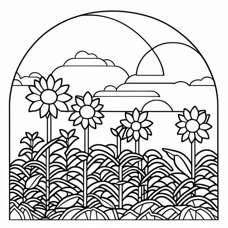 Desenho deFlores Imprimível Para Crianças para colorir