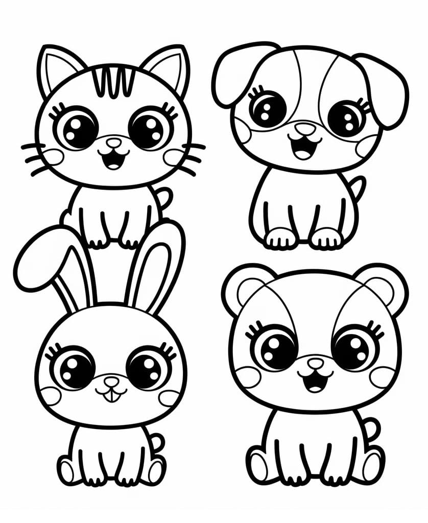 Desenho deFoto de Animais Kawaii para colorir