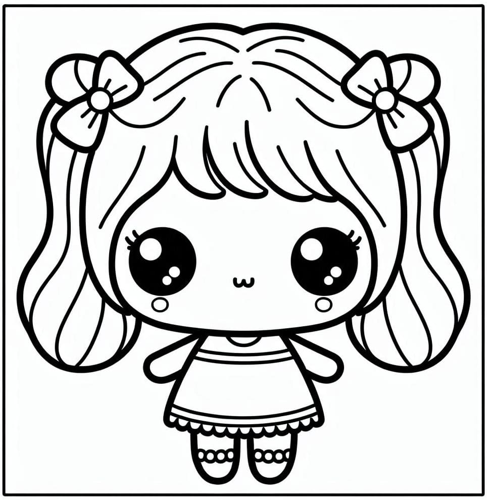 Desenho deFoto de Boneca Kawaii para colorir