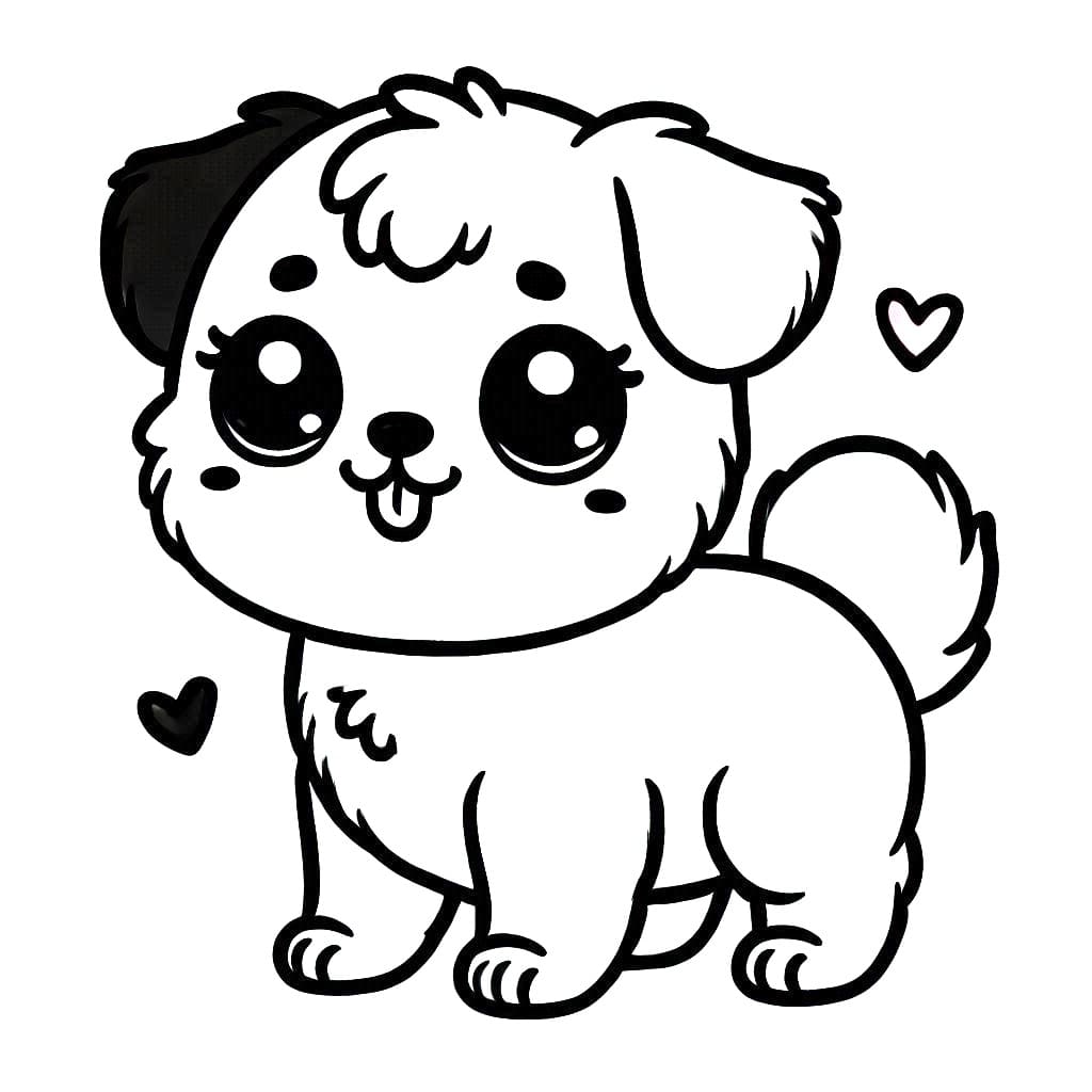 Desenho deFoto de Cachorro Kawaii para colorir