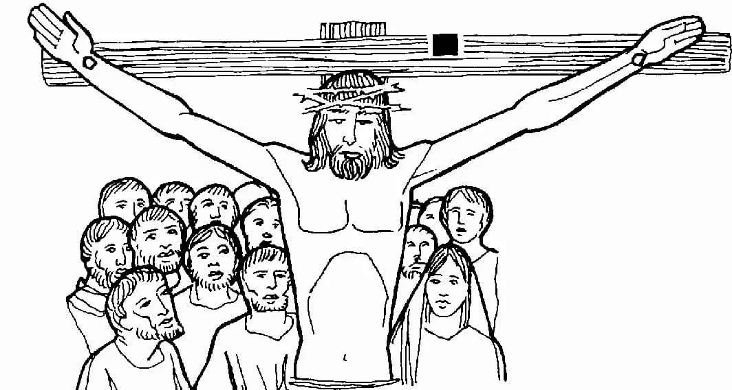 Desenho deFoto de Crucificação de Jesus para colorir