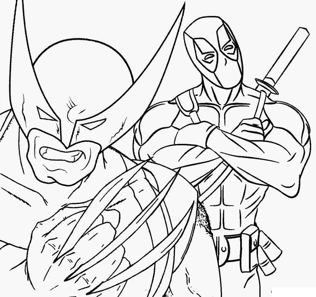 Desenho deFoto de Deadpool e Wolverine para colorir