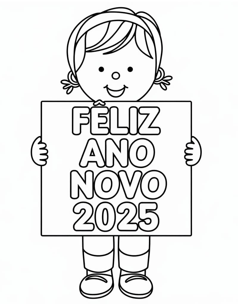 Desenho deFoto de Feliz Ano Novo 2025 para colorir