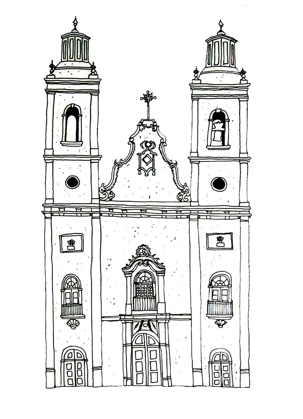 Desenho deFoto de Igreja Barroca para colorir