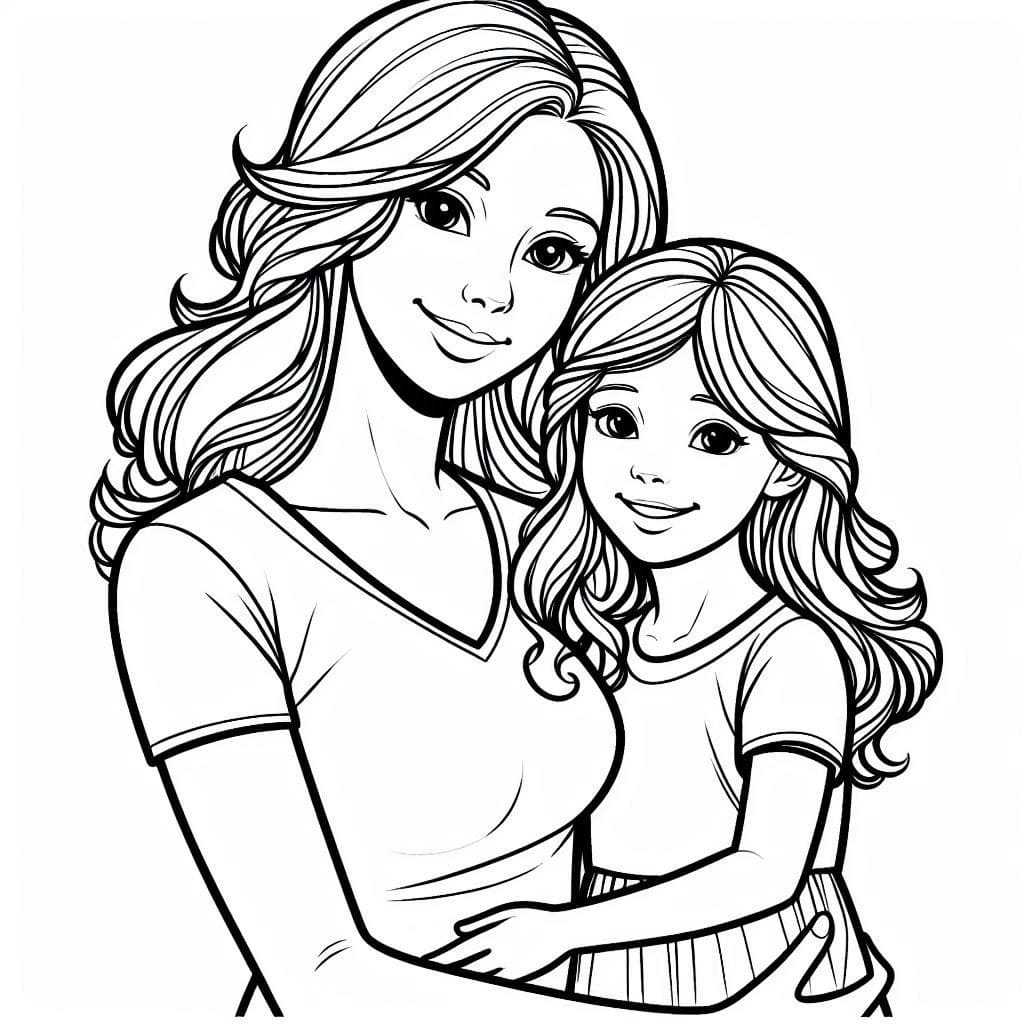 Desenho deFoto de Mãe e Filha para colorir