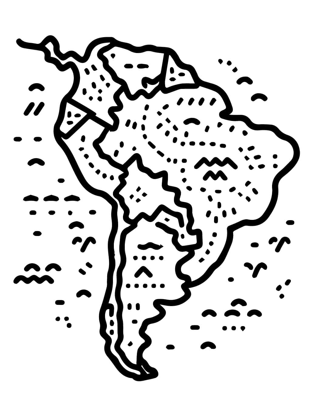 Desenho deFoto de Mapa da América do Sul para colorir