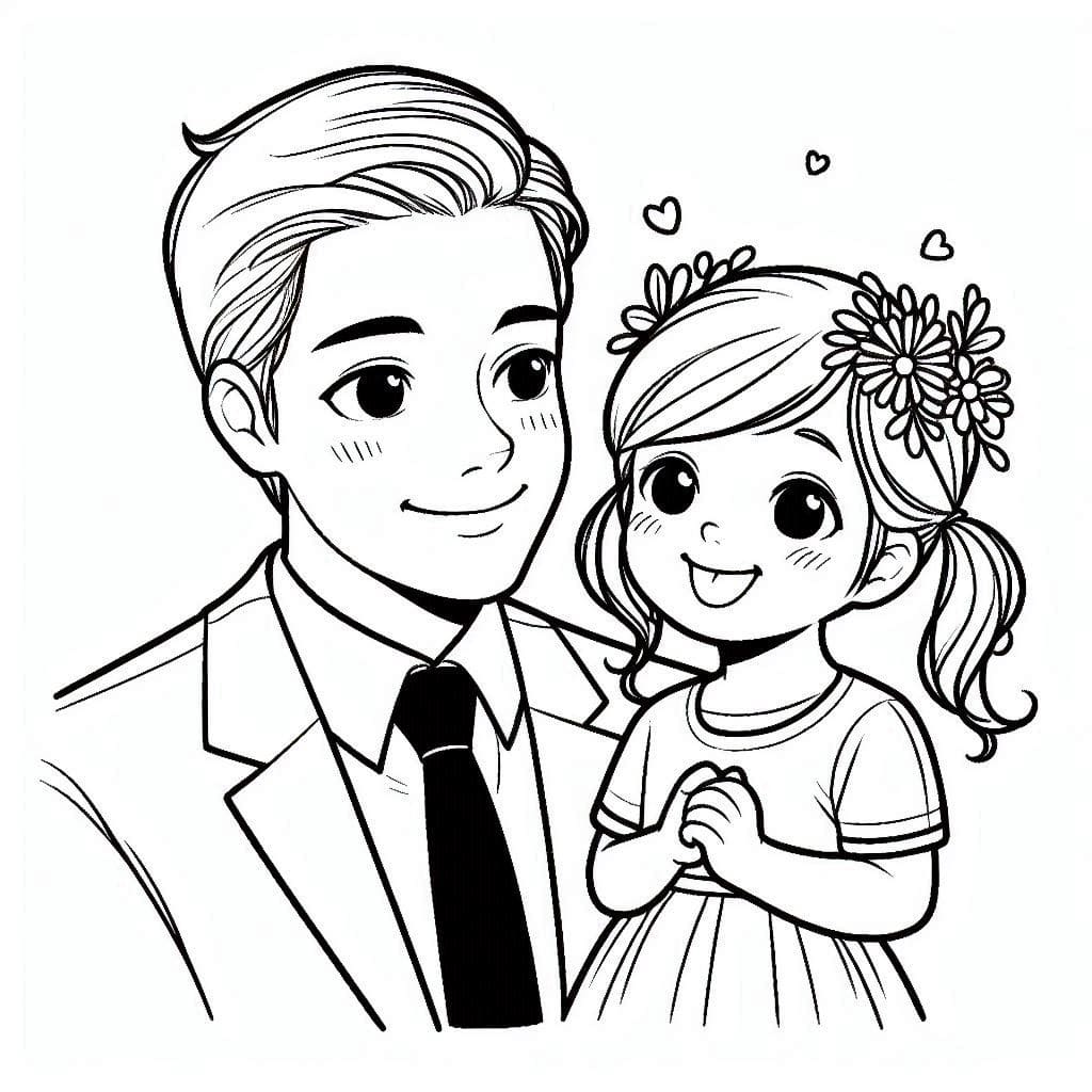 Desenho deFoto de Pai e Filha para colorir